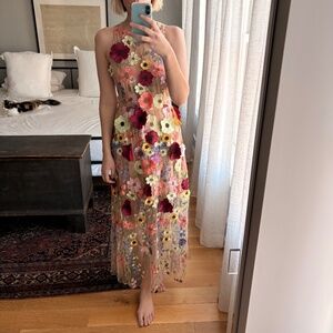Milly Floral Appliqué Evening Gown / Maxi Dress — Excellent Condition